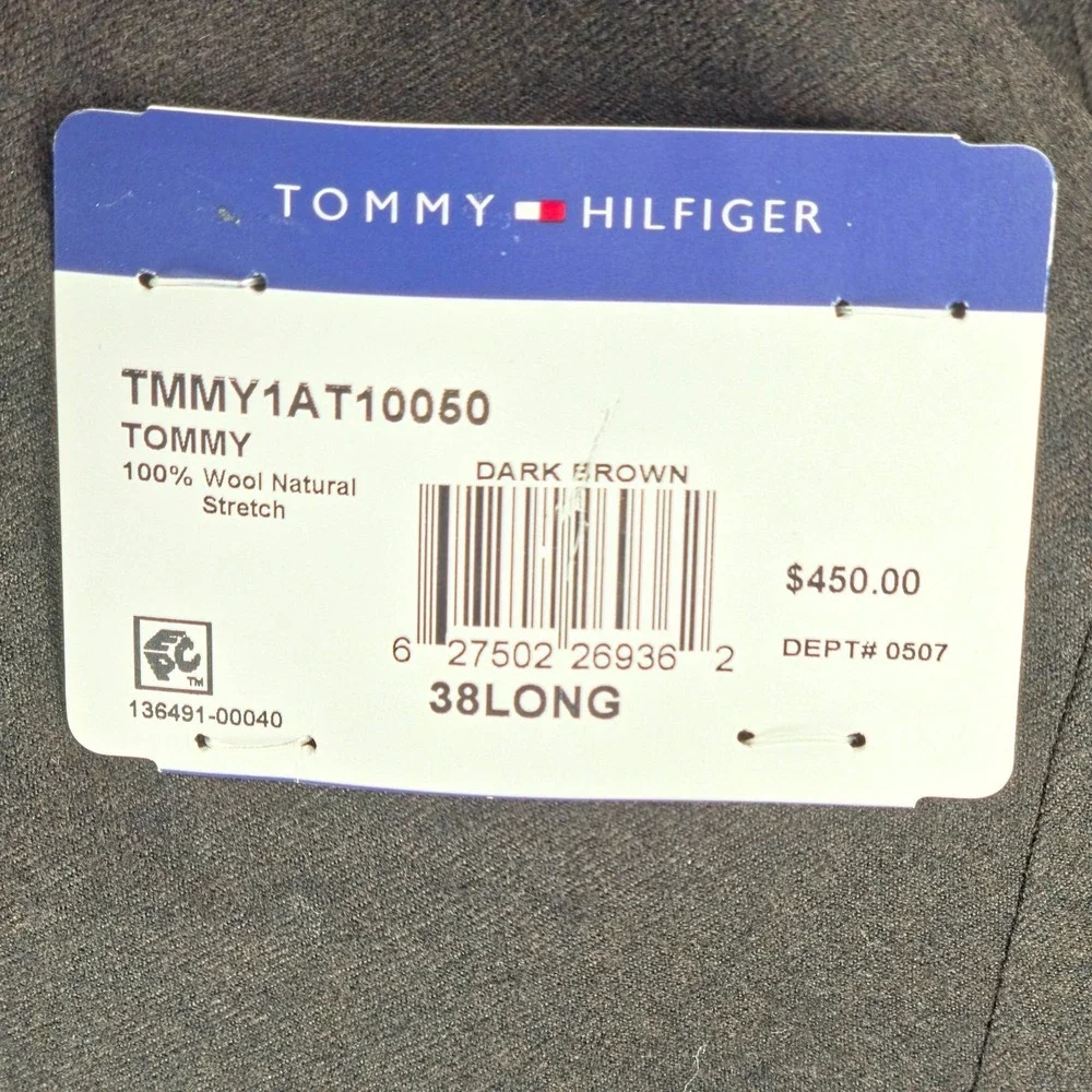 Tommy Hilfiger Sport Coat Mens 38L Dark Brown THFlex Wool Quiet‎ Luxury Polished